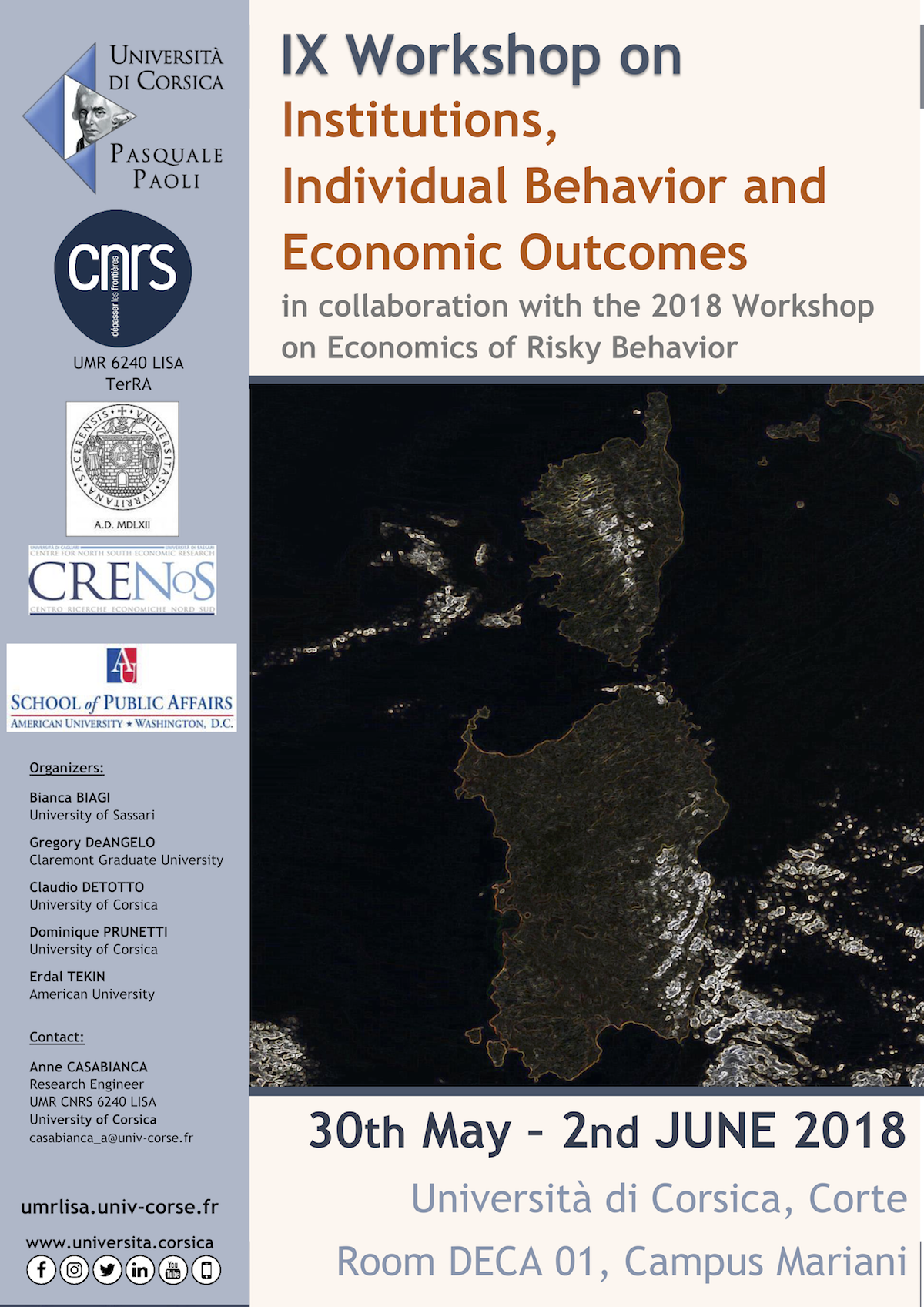 IXe Workshop on « Institutions, Individual Behavior and Economic Outcomes »