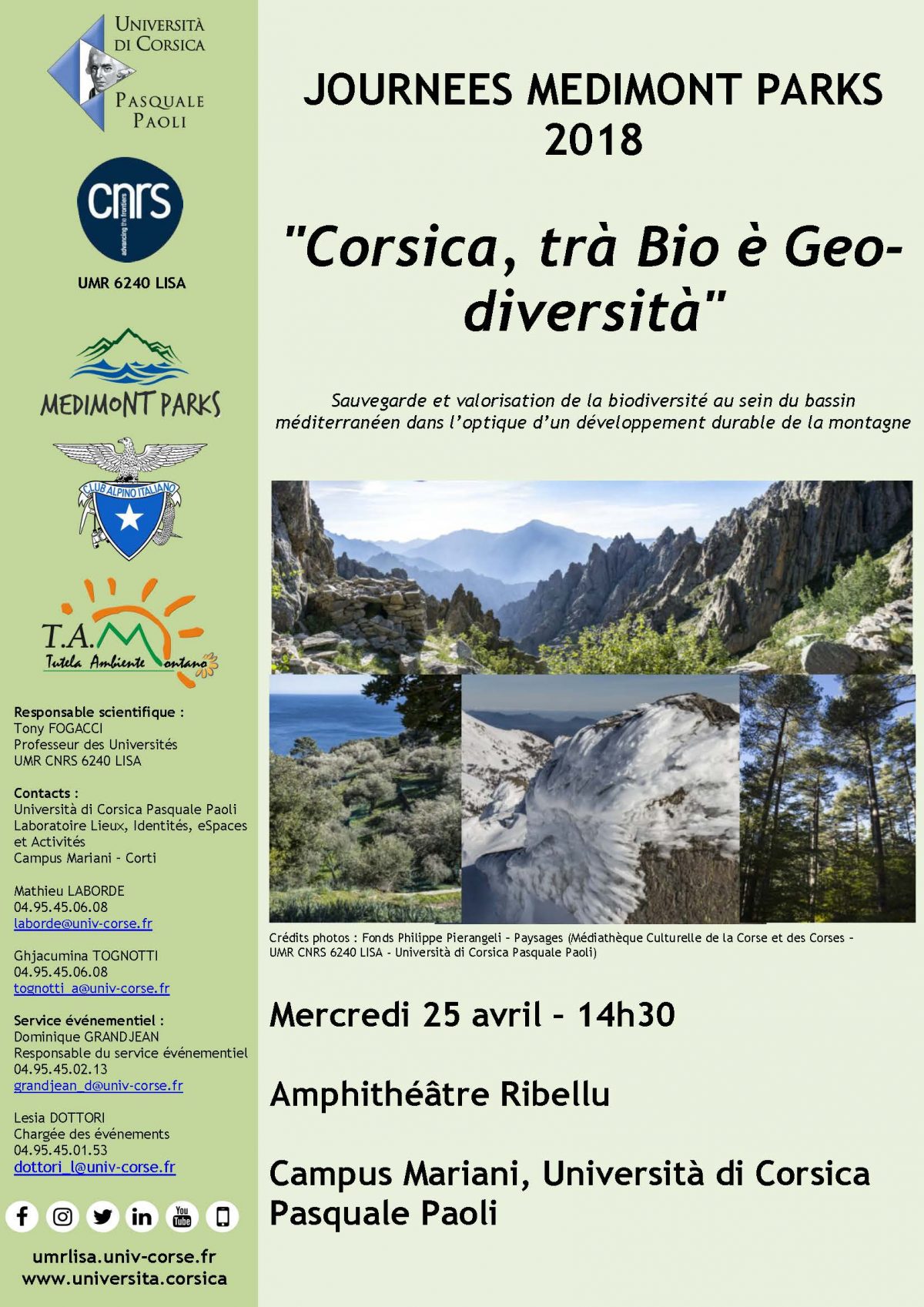 Journées « Medimont Parks 2018 : Corsica, trà Bio è Geo-diversità »