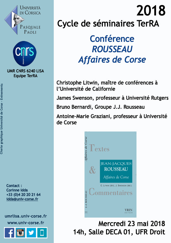 Conférence « ROUSSEAU. Affaires de Corse »