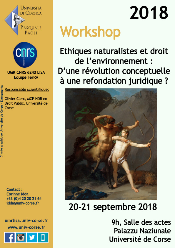 Workshop « Éthiques naturalistes et droit de l’environnement : D’une révolution conceptuelle à une refondation juridique ? »