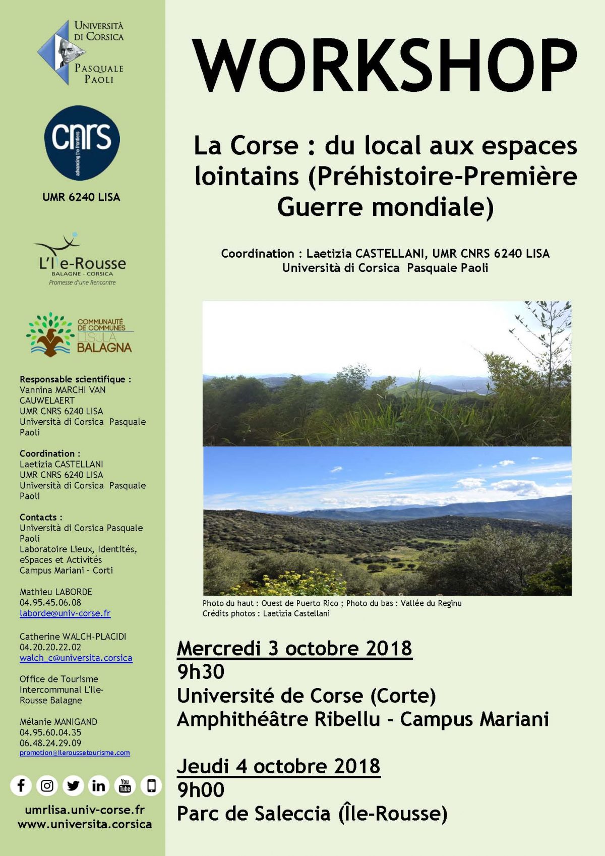 Workshop « La Corse : du local aux espaces lointains (préhistoire, première guerre mondiale) »
