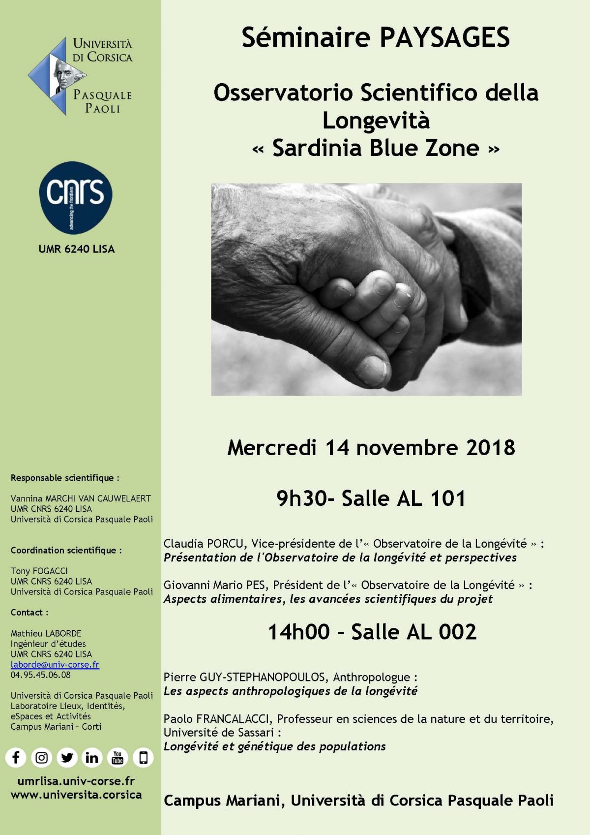 Séminaire « Osservatorio Scientifico della Longevità « Sardinia Blue Zone » »