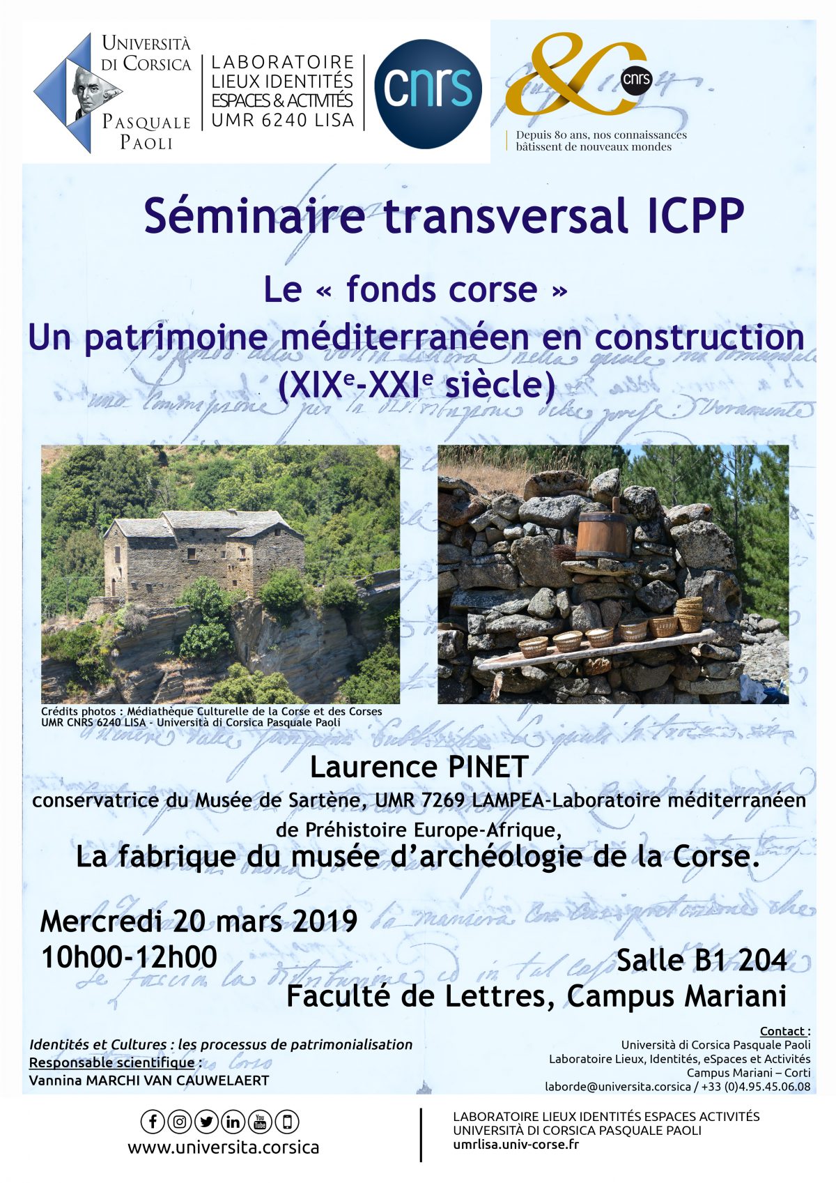 Séminaire transversal ICPP – « Le « fonds corse » Un patrimoine méditerranéen en construction (XIXè – XXIè siècle) »