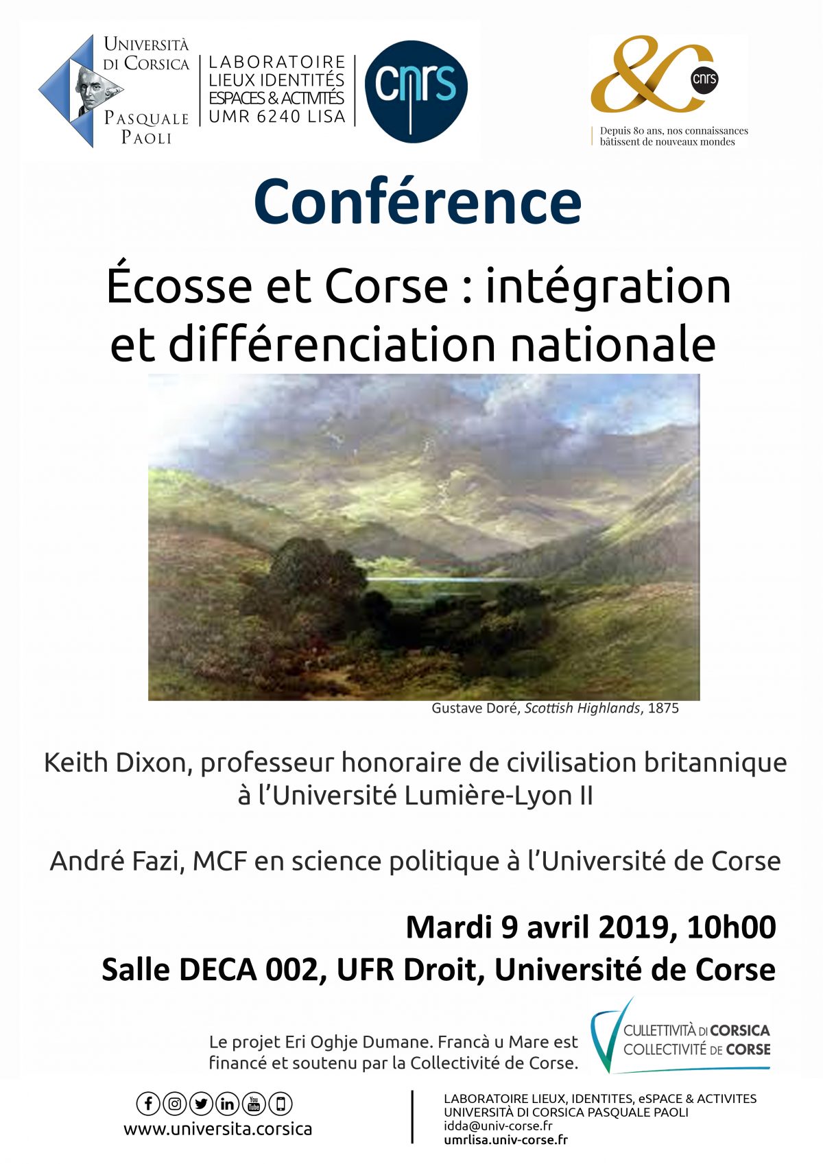 Conférence « Ecosse et Corse : intégration et différenciation nationale »