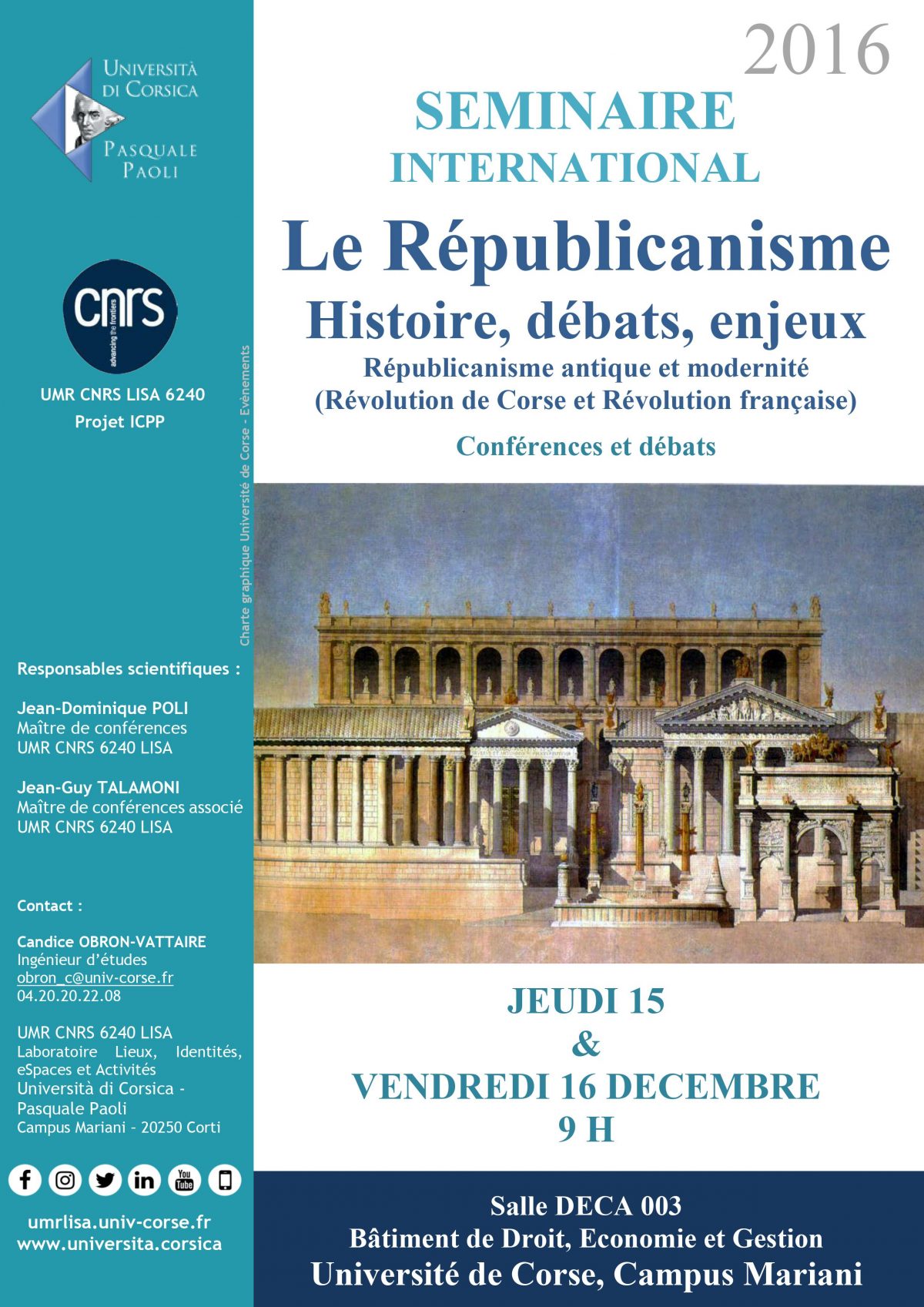 Séminaire international « LE REPUBLICANISME, HISTOIRE, DEBATS, ENJEUX »