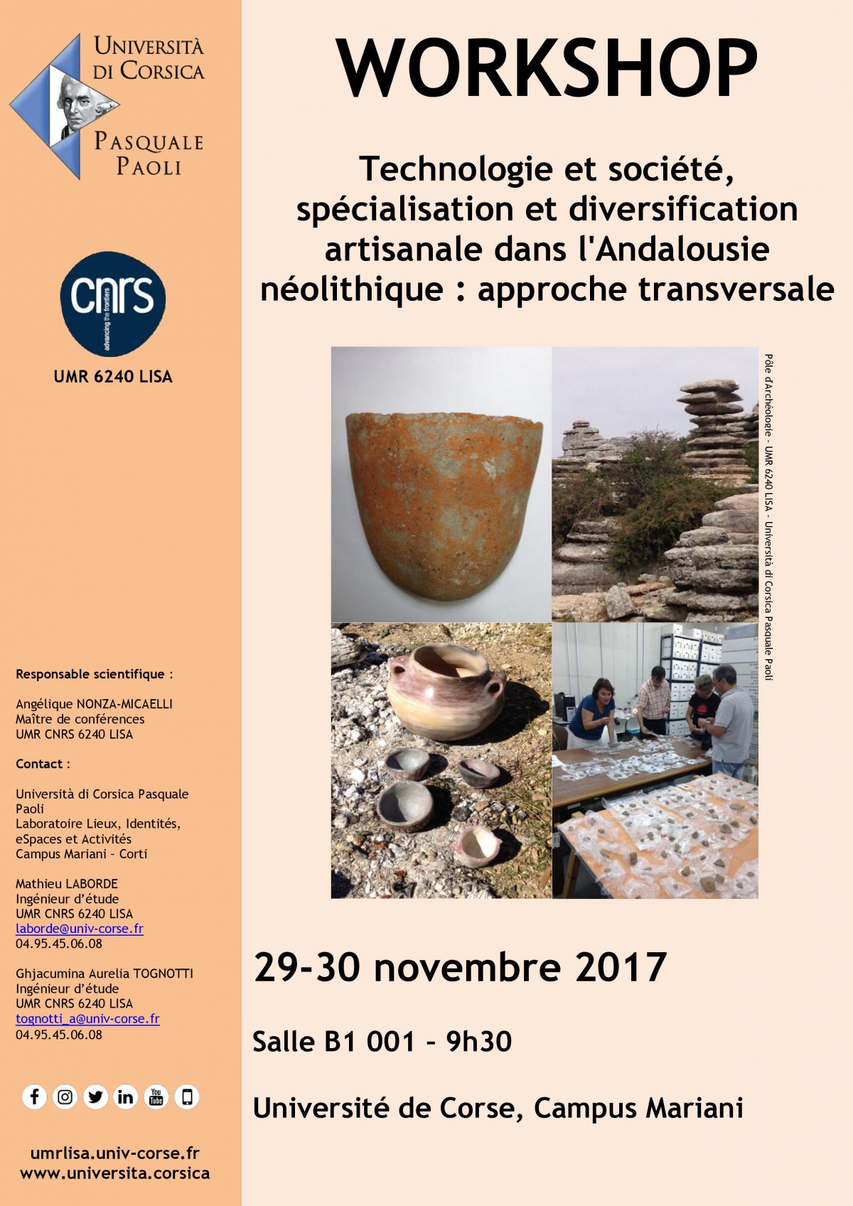 Workshop  » Technologie et société, spécialisation et diversification artisanale dans l’Andalousie néolitique : approche transversale »