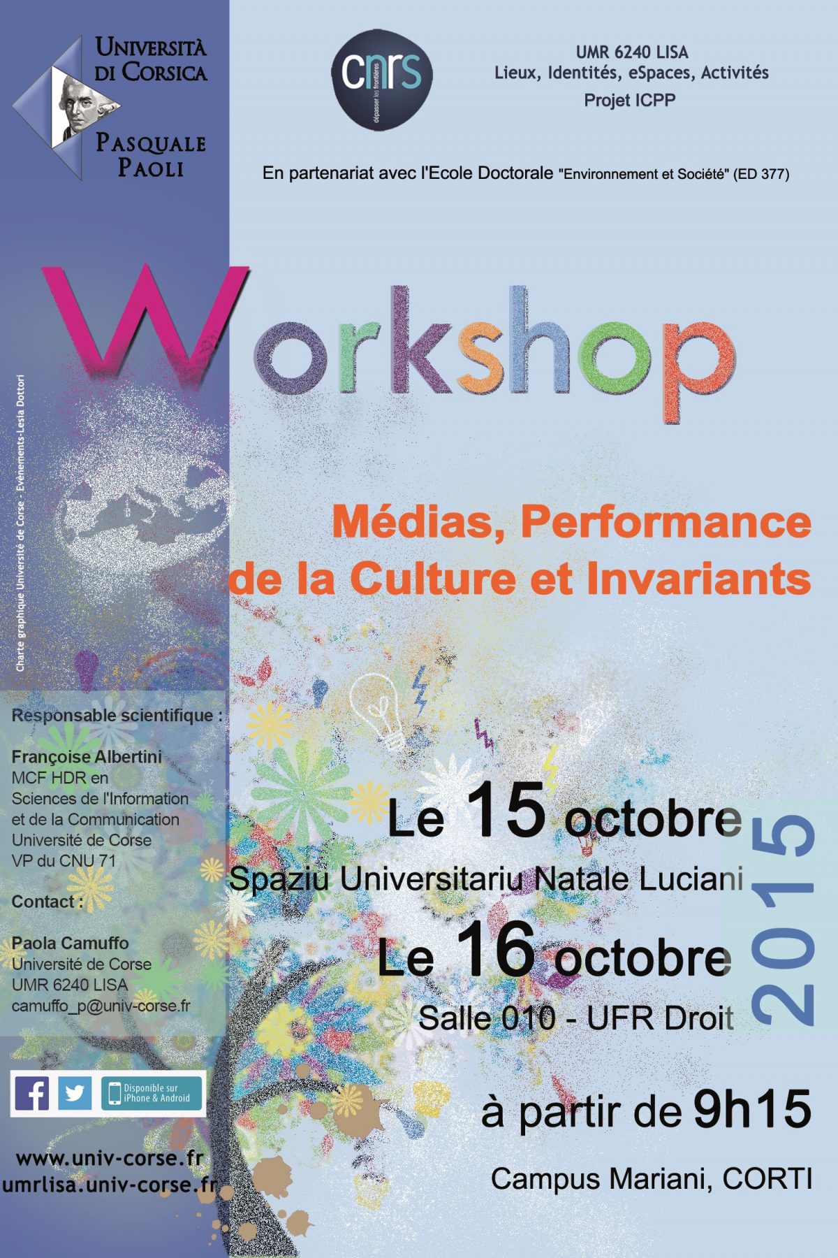 Workshop « Medias, Performance de la Culture et Invariants 2015 »
