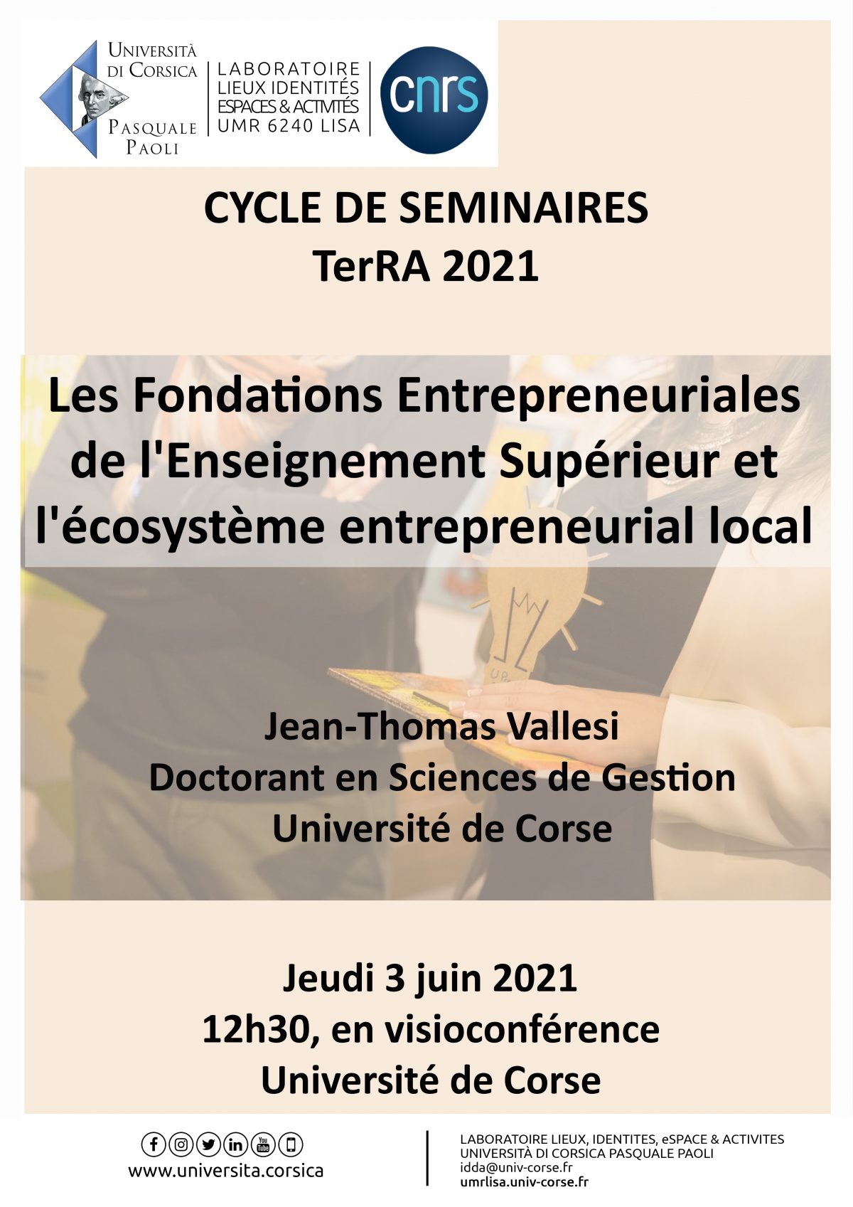 Séminaire « Les Fondations Entrepreneuriales de l’Enseignement Supérieur et l’écosystème entrepreneurial local »