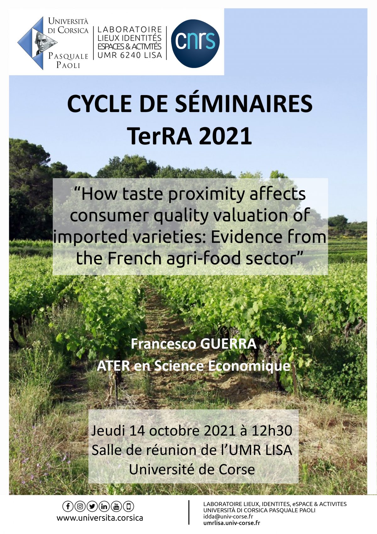 Séminaire « How taste proximity affects consumer quality valuation of imported varieties »