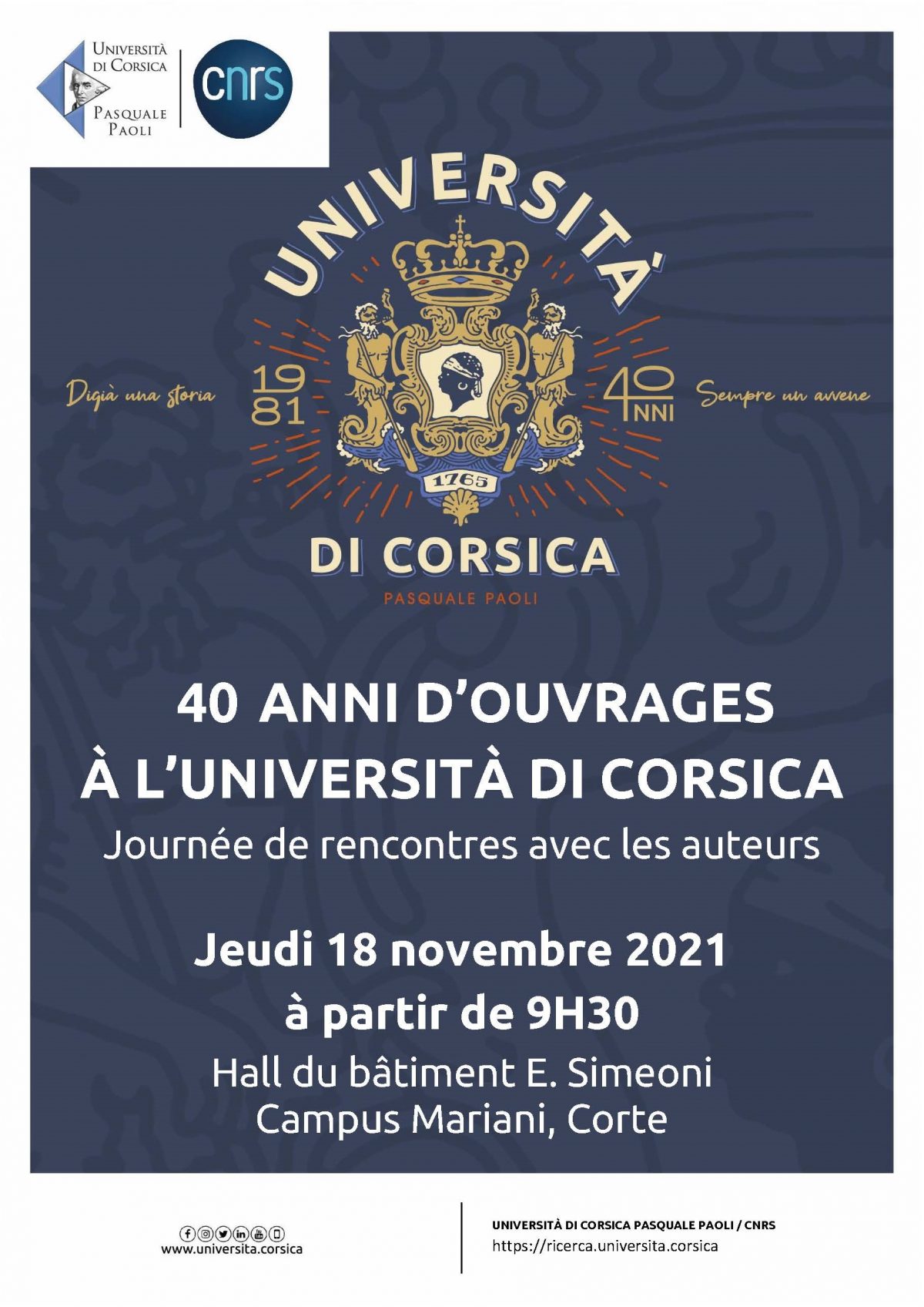 Journée de rencontres « 40 ans d’ouvrages scientifiques à l’Università di Corsica »