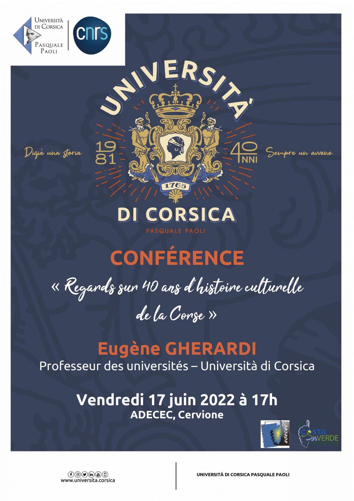 Conférence « Regards sur 40 ans d’histoire culturelle de la Corse » Eugène GHERARDI