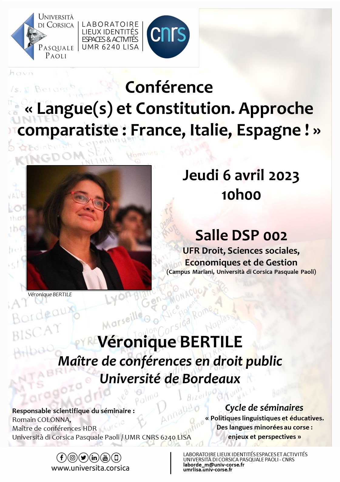 Conférence « Langue(s) et Constitution. Approche comparatiste : France, Italie, Espagne »