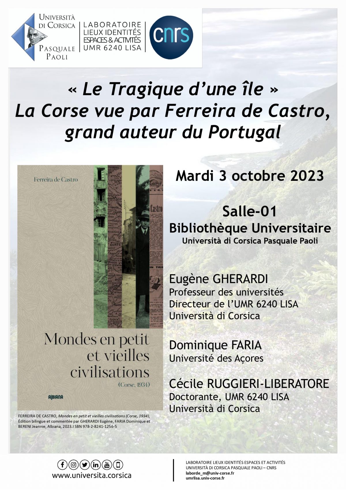 « Le Tragique d’une île » La Corse vue par Ferreira de Castro, grand auteur du Portugal