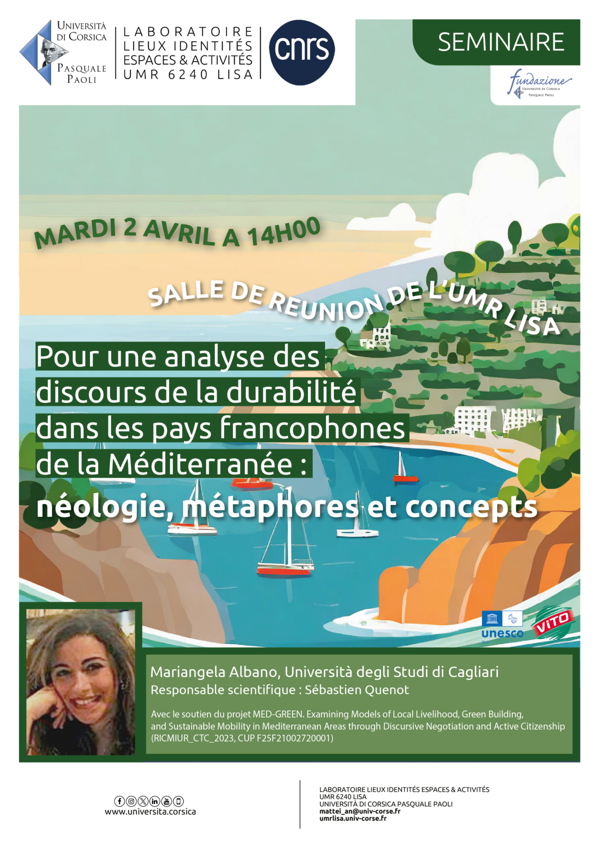 Séminaire : « Pour une analyse des discours de la durabilité dans les pays francophones de la Méditerranée : néologie, métaphores et concepts »